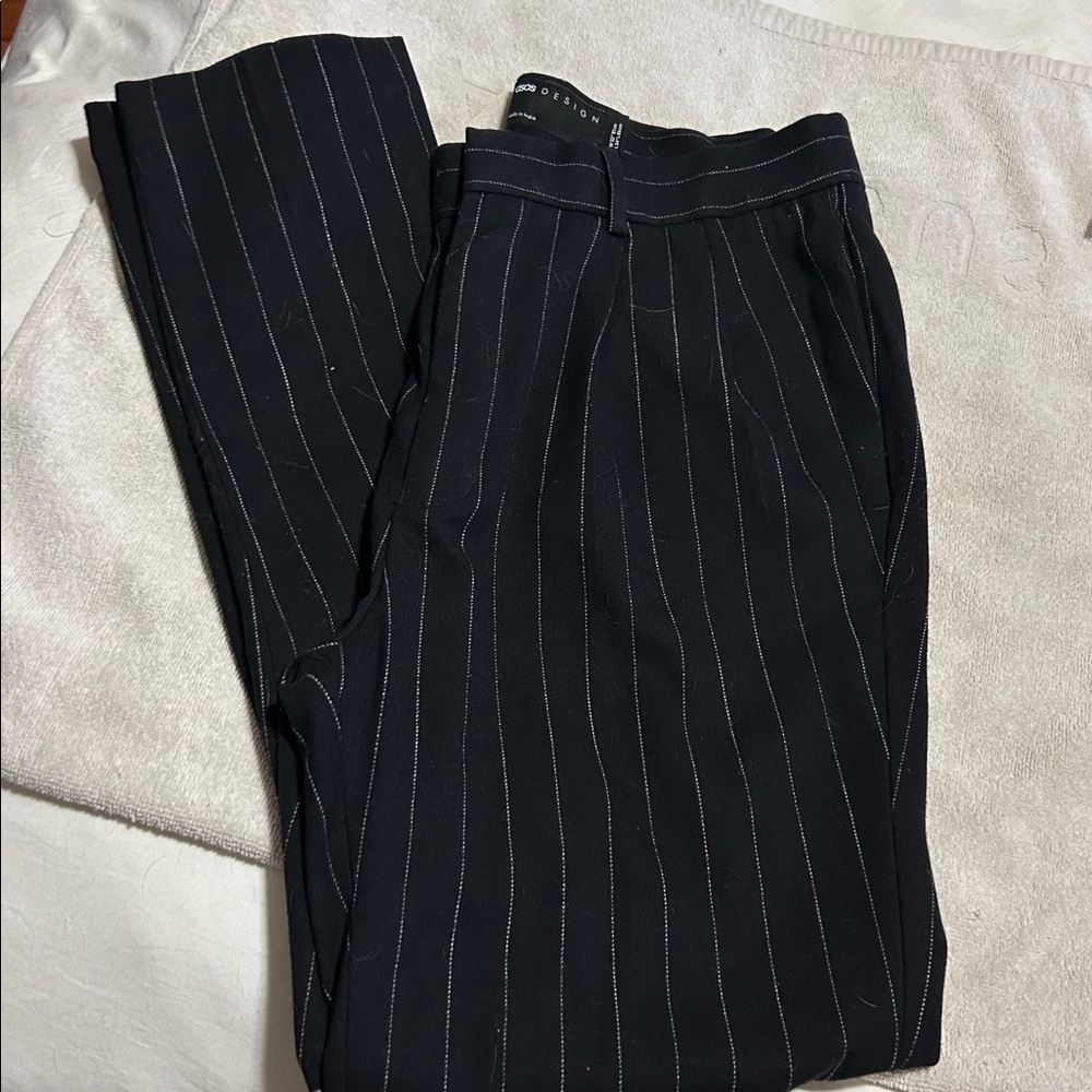 ASOS Design Black Pinstripe Trousers